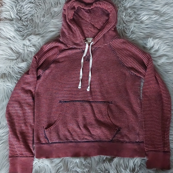 J. Crew Red and Black Striped Hoodie - Picture 4 of 9
